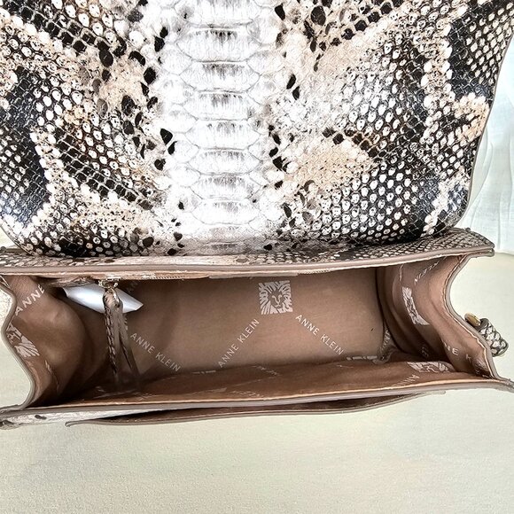 Anne Klein Snakeskin Print Top Handle Satchel Crossbody Bag - Picture 12 of 12